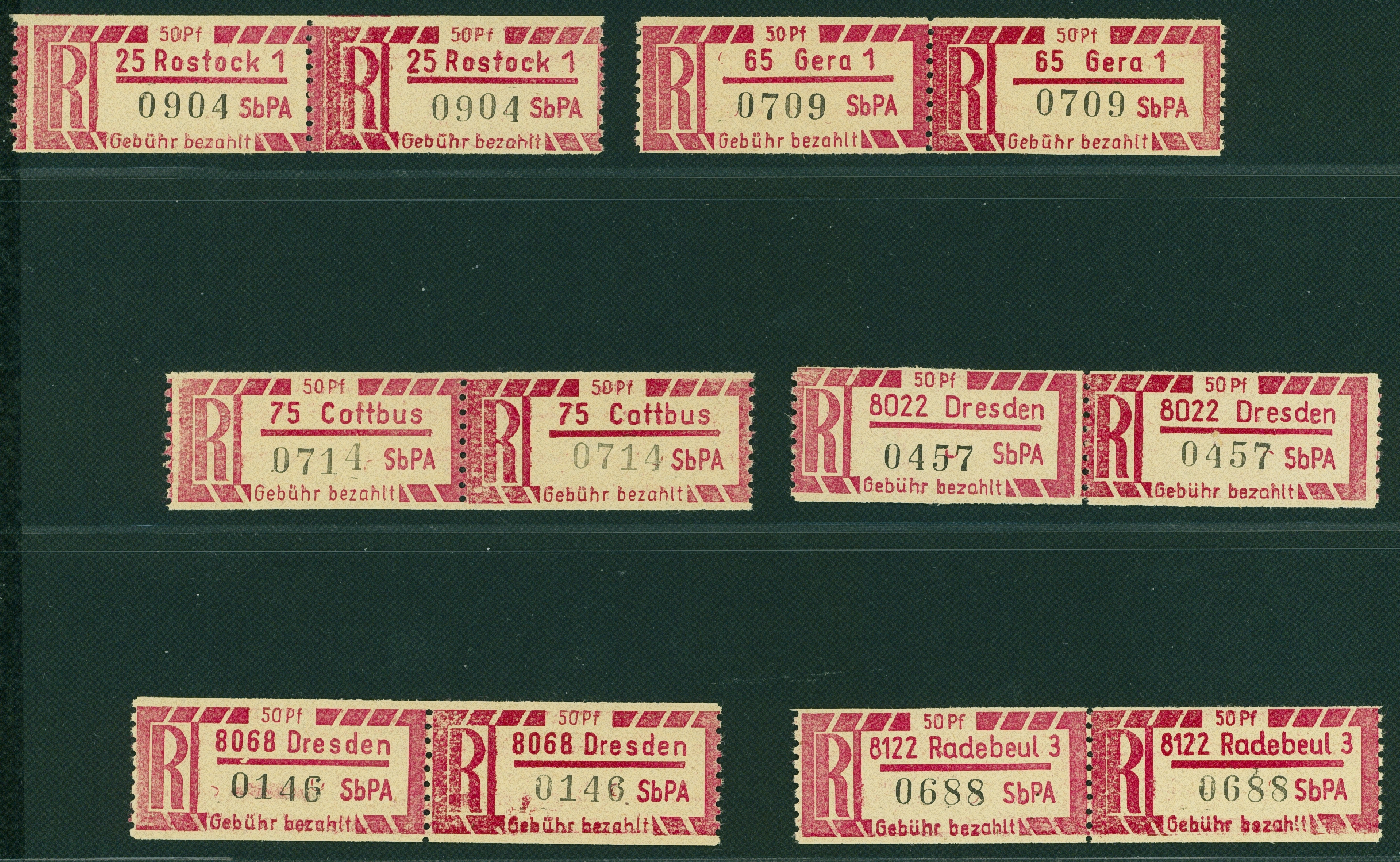 Lot 1588 - DDR - EINSCHREIBMARKEN - Hettinger Auktion Auktion 54 Lot 1588 - DDR - EINSCHREIBMARKEN - Hettinger Auktion Auktion 54