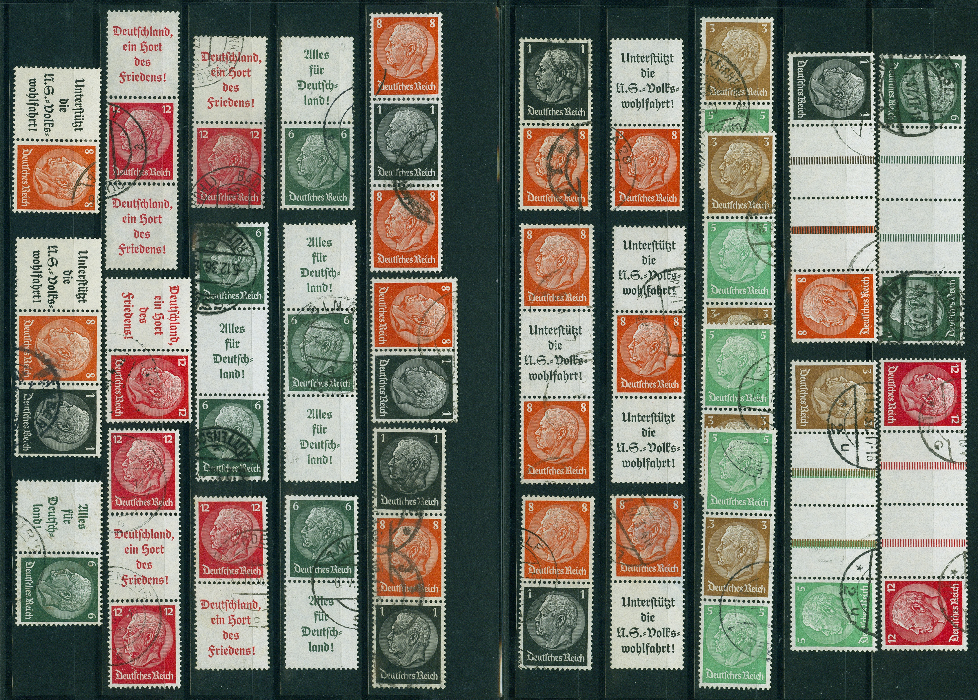 Lot 711 - DR - ZUSAMMENDRUCKE AUS MH 35-49, HINDENBURG 1934 - HITLER 1941  -  Hettinger Auktion Auktion 54