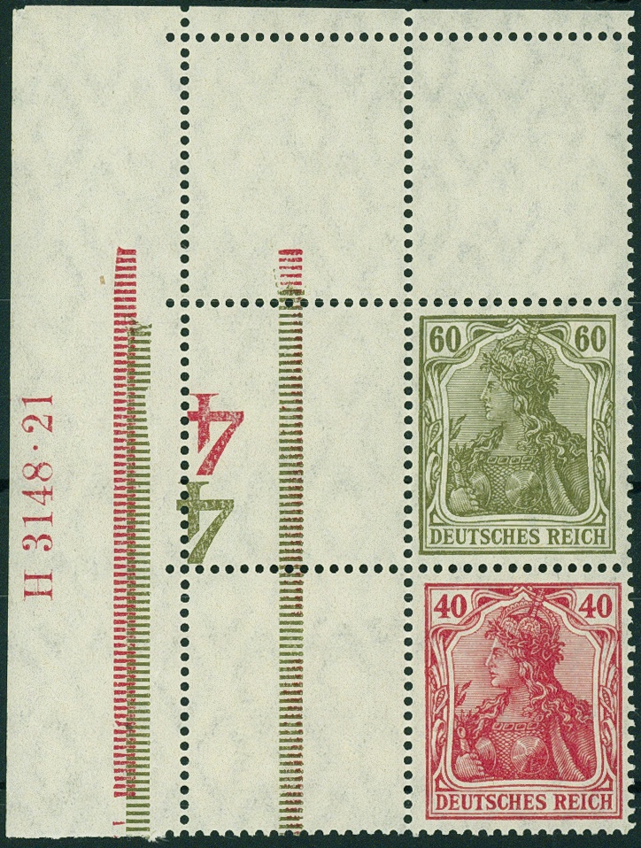 Lot 428 - DR - ZUSAMMENDRUCKE AUS MH 14-15, GERMANIA 1921 - Hettinger Auktion Auktion 54 Lot 428 - DR - ZUSAMMENDRUCKE AUS MH 14-15, GERMANIA 1921 - Hettinger Auktion Auktion 54