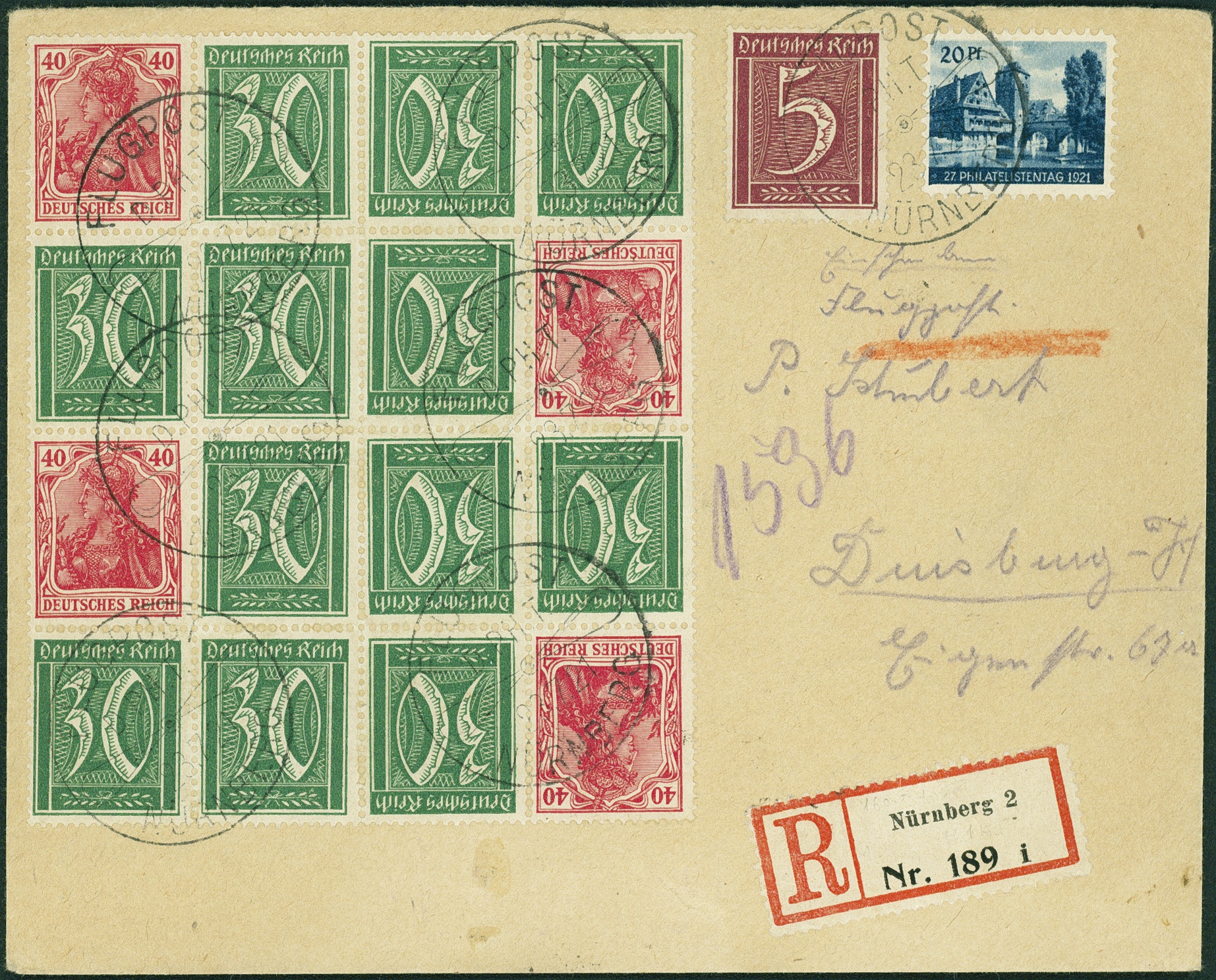 Lot 455 - DR - ZUSAMMENDRUCKE AUS MH 14-15, GERMANIA 1921 - Hettinger Auktion Auktion 54 Lot 455 - DR - ZUSAMMENDRUCKE AUS MH 14-15, GERMANIA 1921 - Hettinger Auktion Auktion 54