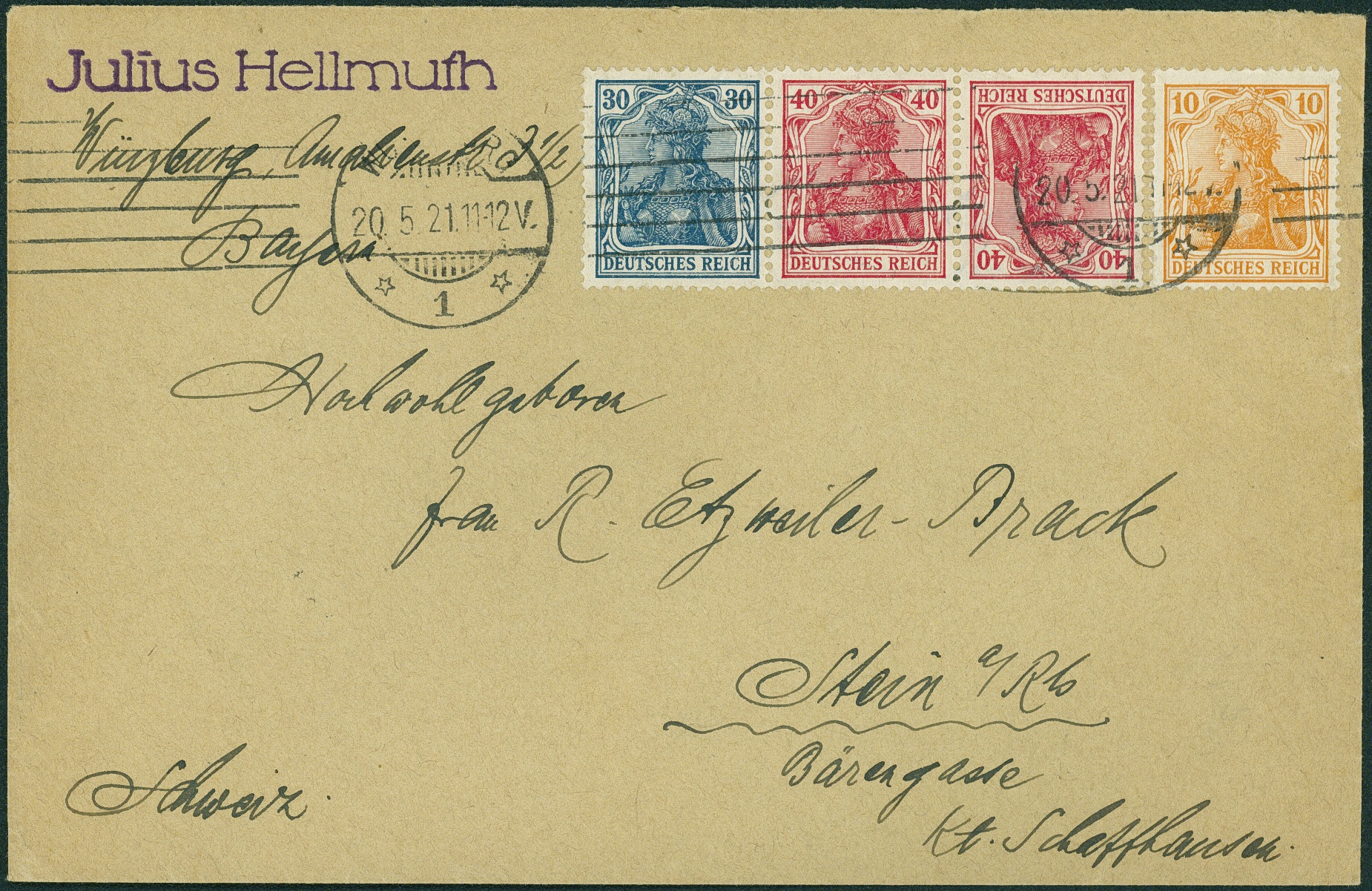 Lot 422 - DR - ZUSAMMENDRUCKE AUS MH 14-15, GERMANIA 1921 - Hettinger Auktion Auktion 54 Lot 422 - DR - ZUSAMMENDRUCKE AUS MH 14-15, GERMANIA 1921 - Hettinger Auktion Auktion 54