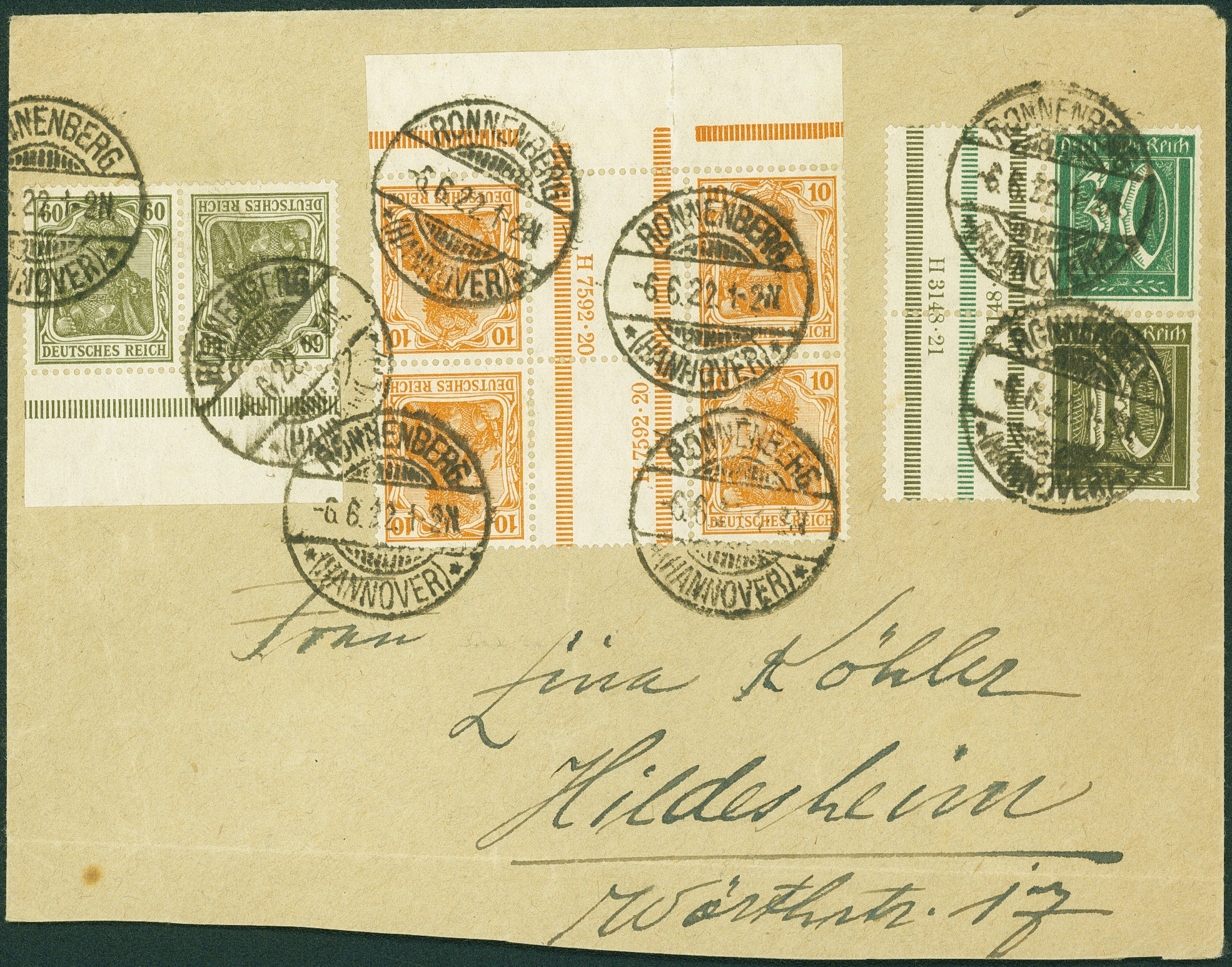 Lot 412 - DR - ZUSAMMENDRUCKE AUS MH 14-15, GERMANIA 1921 - Hettinger Auktion Auktion 54 Lot 412 - DR - ZUSAMMENDRUCKE AUS MH 14-15, GERMANIA 1921 - Hettinger Auktion Auktion 54