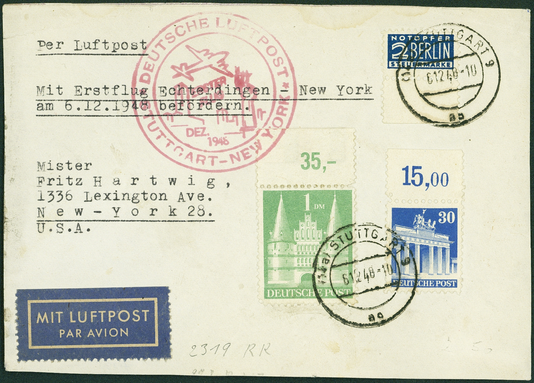 Lot 2390 - flugpost - Hettinger Auktion Auktion 54 Lot 2390 - flugpost - Hettinger Auktion Auktion 54