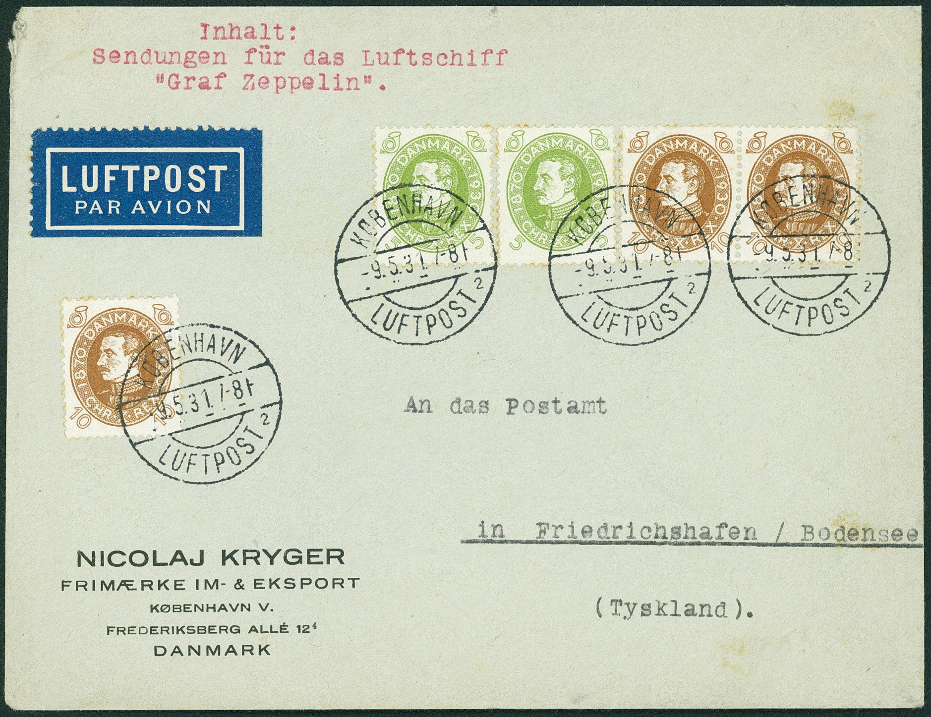 Lot 877 - ZEPPELIN - ZULEITUNGSPOST - Hettinger Auktion Auktion 54 Lot 877 - ZEPPELIN - ZULEITUNGSPOST - Hettinger Auktion Auktion 54