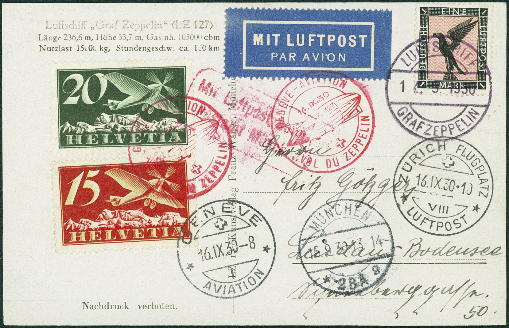 Lot 869 - zeppelinpost - Hettinger Auktion Auktion 54 Lot 869 - zeppelinpost - Hettinger Auktion Auktion 54