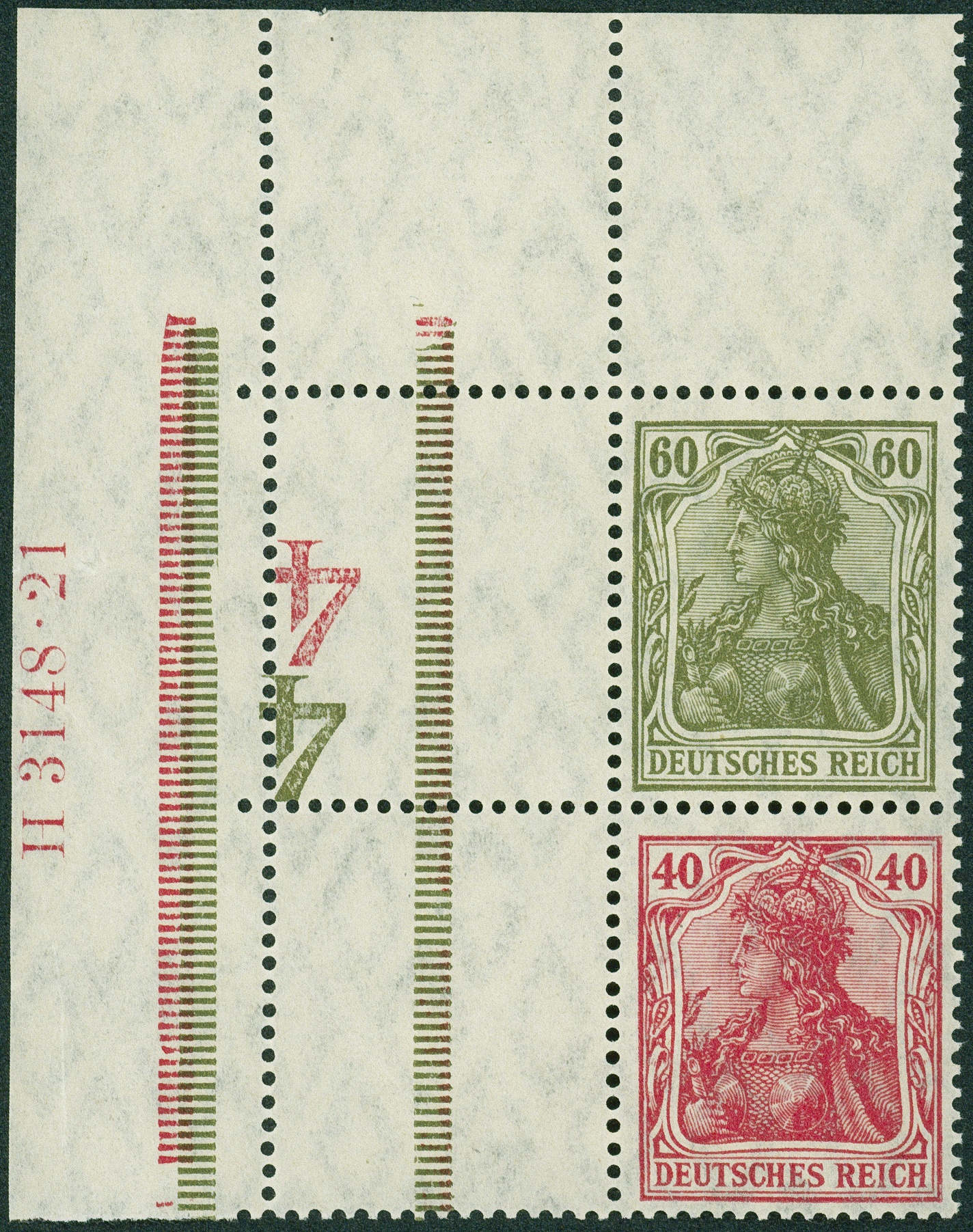 Lot 427 - DR - ZUSAMMENDRUCKE AUS MH 14-15, GERMANIA 1921 - Hettinger Auktion Auktion 54 Lot 427 - DR - ZUSAMMENDRUCKE AUS MH 14-15, GERMANIA 1921 - Hettinger Auktion Auktion 54