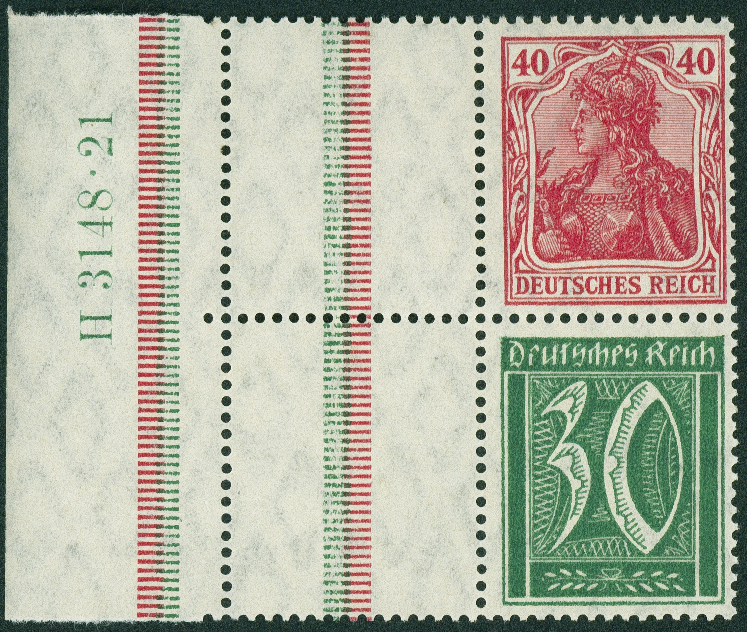 Lot 430 - DR - ZUSAMMENDRUCKE AUS MH 14-15, GERMANIA 1921 - Hettinger Auktion Auktion 54 Lot 430 - DR - ZUSAMMENDRUCKE AUS MH 14-15, GERMANIA 1921 - Hettinger Auktion Auktion 54