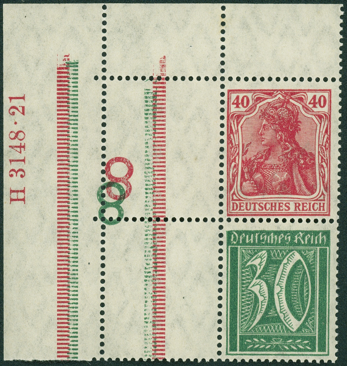 Lot 434 - DR - ZUSAMMENDRUCKE AUS MH 14-15, GERMANIA 1921 - Hettinger Auktion Auktion 54 Lot 434 - DR - ZUSAMMENDRUCKE AUS MH 14-15, GERMANIA 1921 - Hettinger Auktion Auktion 54