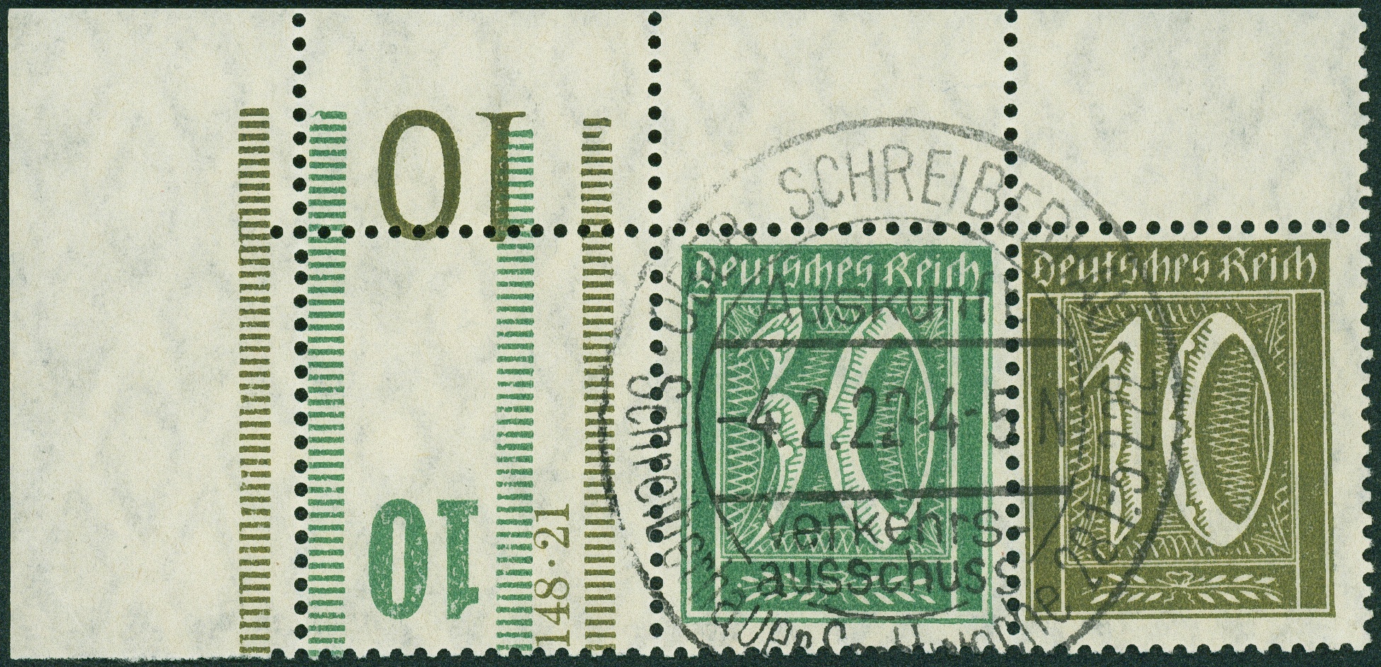Lot 439 - DR - ZUSAMMENDRUCKE AUS MH 14-15, GERMANIA 1921 - Hettinger Auktion Auktion 54 Lot 439 - DR - ZUSAMMENDRUCKE AUS MH 14-15, GERMANIA 1921 - Hettinger Auktion Auktion 54