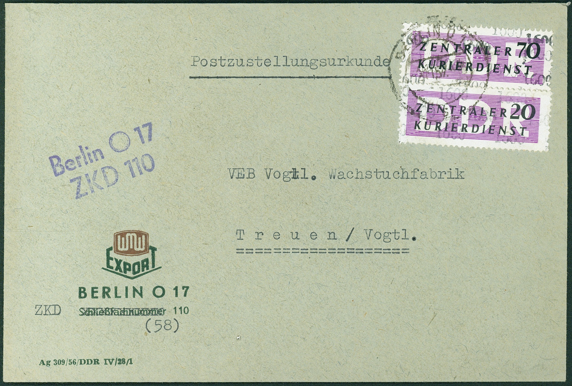 Lot 1546 - DDR - DIENST ZKD - Hettinger Auktion Auktion 54 Lot 1546 - DDR - DIENST ZKD - Hettinger Auktion Auktion 54